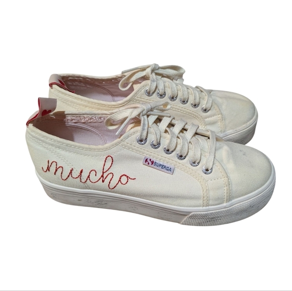 Superga x Chicas Latinas Sneakers size 8 Canvas Cotu Platform Preppy Collab - Picture 2 of 10